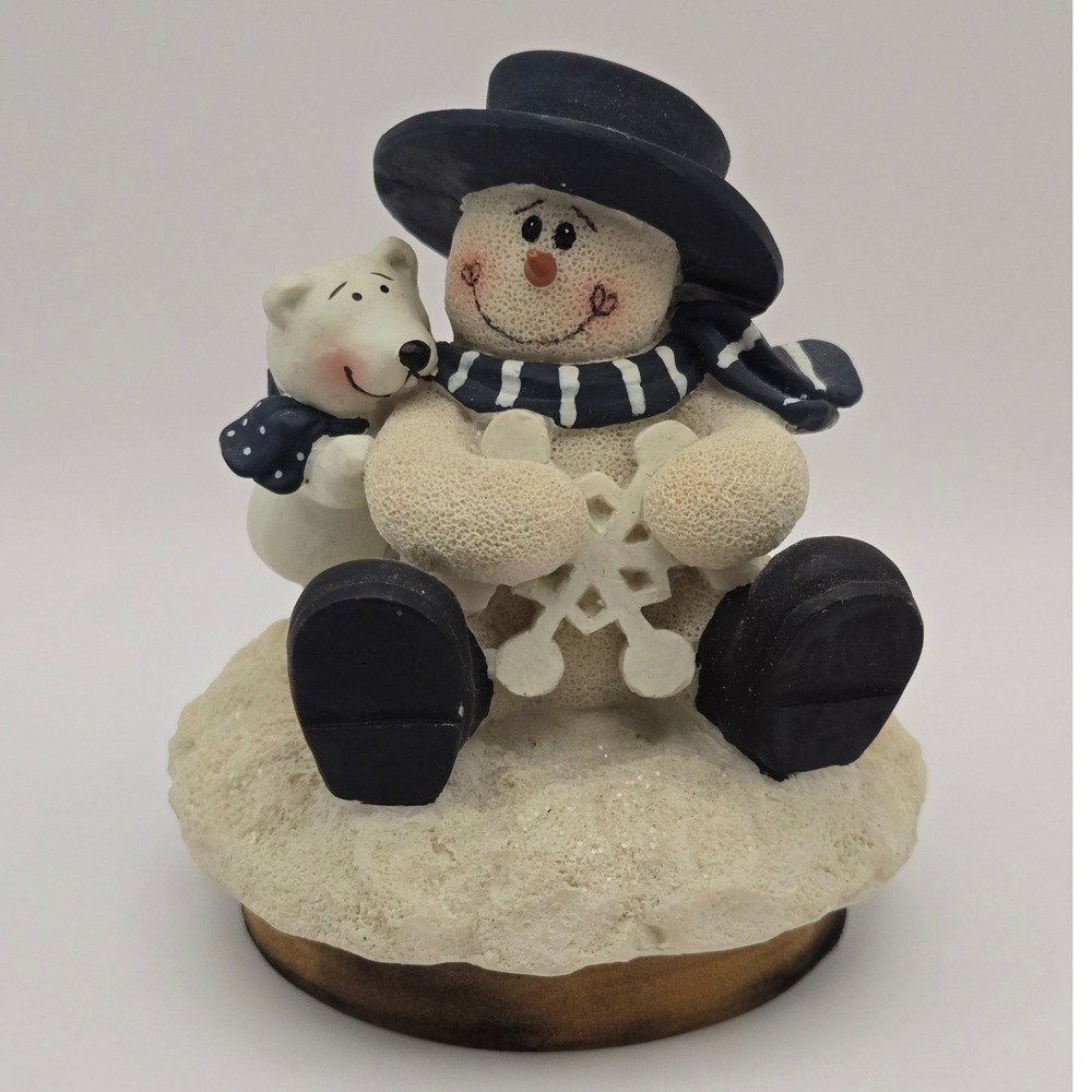 4" Candle Topper Snowman Polar Bear Figurine Winter Rustic Holiday Decor‎